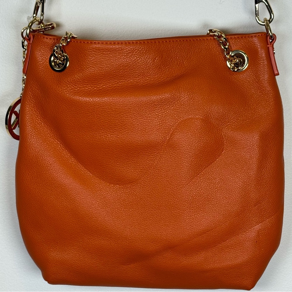 MICHAEL Michael Kors Soft Orange Leather Gold Chain Shoulder/Crossbody/Hand Bag - Picture 7 of 16